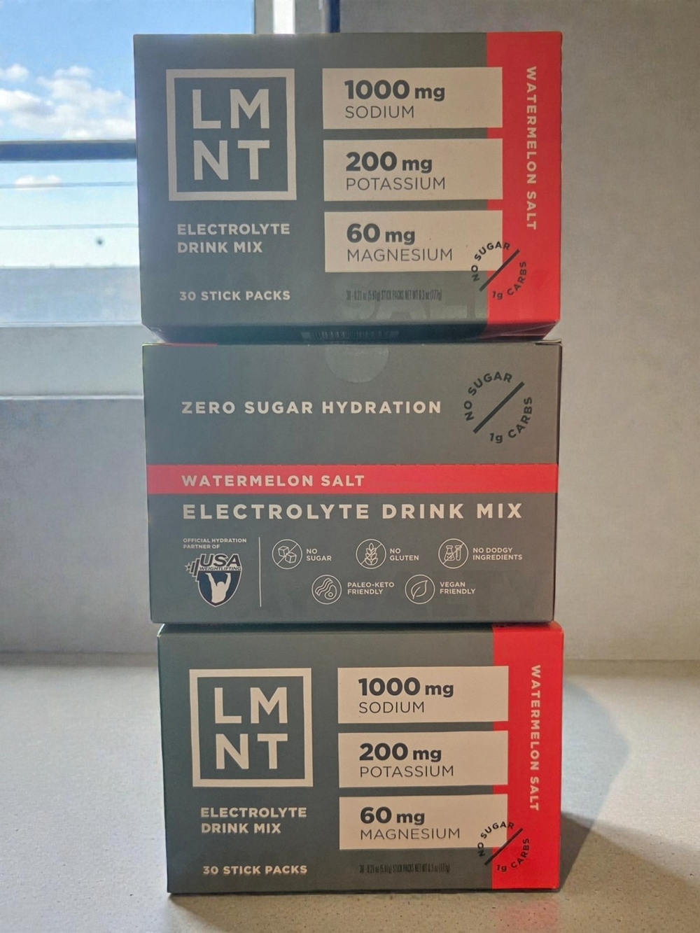 LMNT Watermelon Salt Electrolyte Drink Mix - 3 Boxes 30 Packages Each